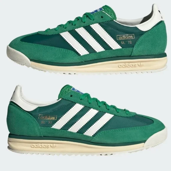 Unisex Adidas Green And White SL 72 RS Shoes - Picture 1 of 12